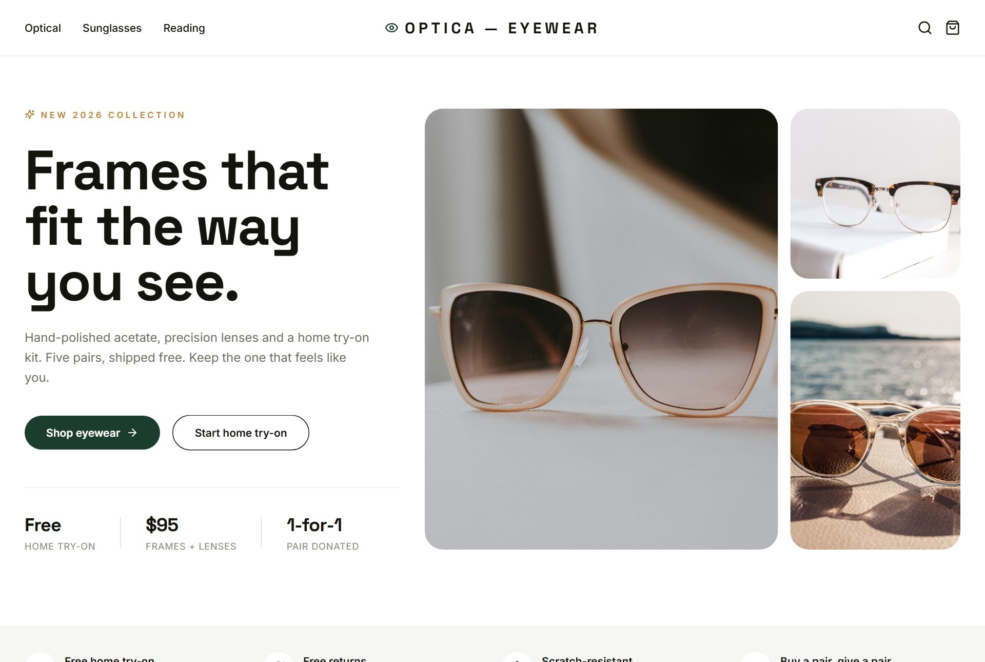 Optica storefront preview