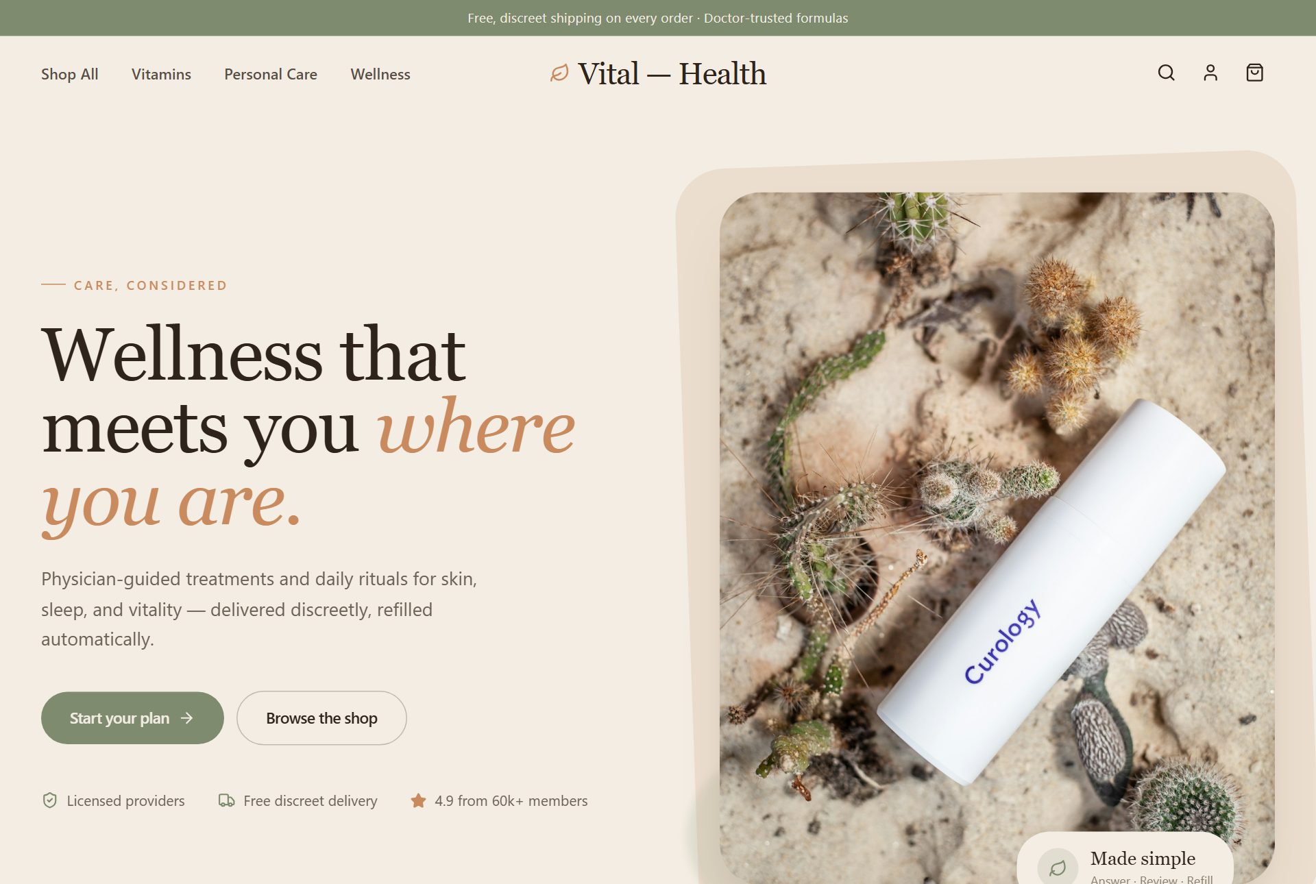 Vital storefront preview